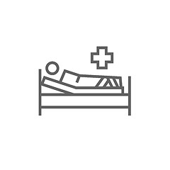 Image showing Patient lying on bed line icon.