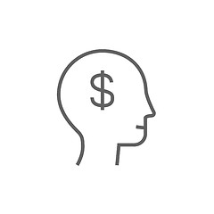 Image showing Human head with dollar symbol line icon.