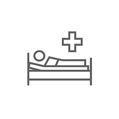 Image showing Patient lying on bed line icon.