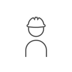 Image showing Worker wearing hard hat line icon.