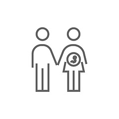 Image showing Husband with pregnant wife line icon.