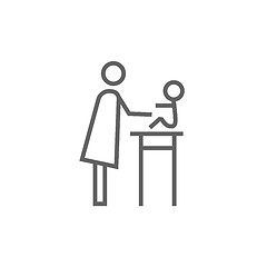 Image showing Woman taking care of baby line icon.