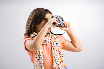 Image showing Little girl taking a photo