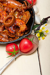 Image showing fresh seafoos stew on an iron skillet