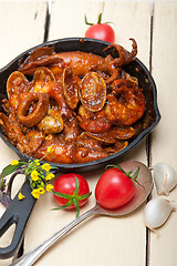 Image showing fresh seafoos stew on an iron skillet