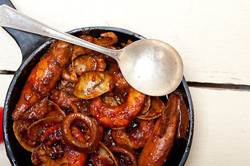 Image showing fresh seafoos stew on an iron skillet