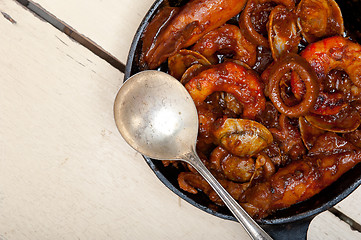 Image showing fresh seafoos stew on an iron skillet