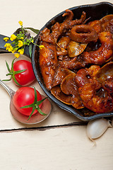 Image showing fresh seafoos stew on an iron skillet