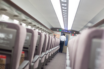 Image showing Interior of modern japanese fast train.