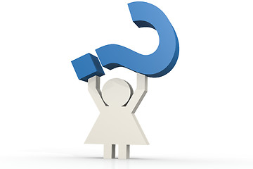 Image showing Girl icon hold a blue question mark