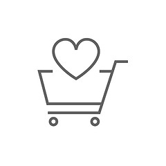 Image showing Shopping cart with heart line icon.