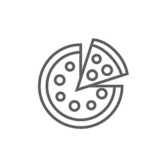 Image showing Whole pizza with slice line icon.