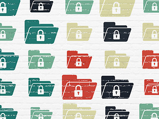 Image showing Finance concept: Folder With Lock icons on wall background