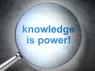 Image showing Studying concept: Knowledge Is power! with optical glass