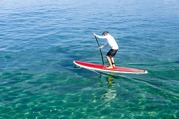 Image showing Senior man practicing paddle