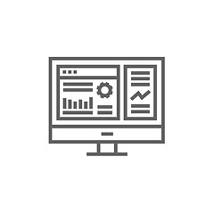 Image showing Monitor with business graphs line icon.