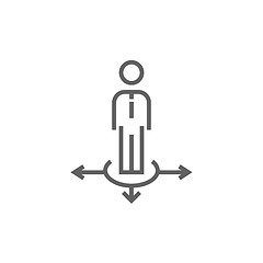 Image showing Businessman in three ways line icon.