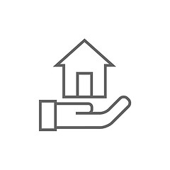 Image showing House insurance line icon.