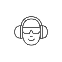 Image showing Man in headphones line icon.