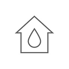 Image showing House with water drop line icon.