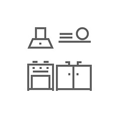 Image showing Kitchen interior line icon.