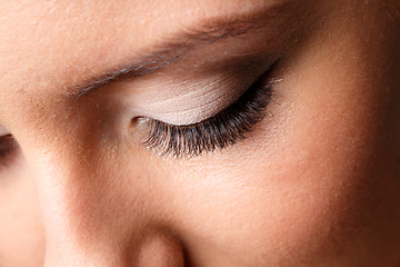 Image showing Female eye with long eyelashes