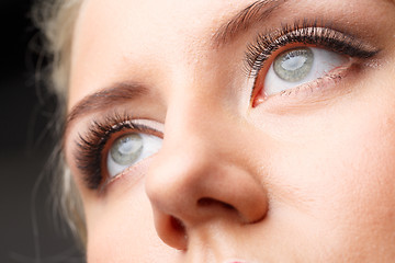 Image showing Female eye with long eyelashes