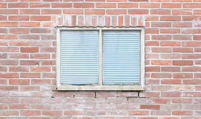 Image showing Old vintage brick wall with window