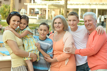 Image showing Family relaxing at resort