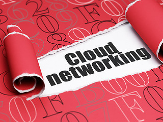 Image showing Cloud technology concept: black text Cloud Networking under the piece of  torn paper