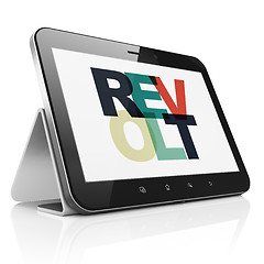 Image showing Political concept: Tablet Computer with Revolt on  display