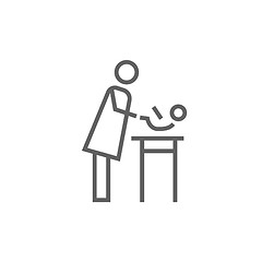 Image showing Mother taking care of baby line icon.