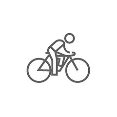 Image showing Man riding  bike line icon.