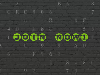 Image showing Social network concept: Join now! on wall background