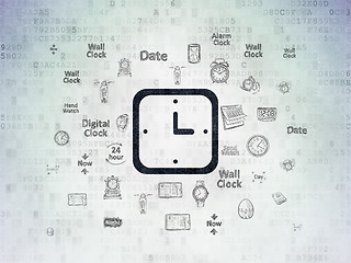 Image showing Timeline concept: Watch on Digital Paper background