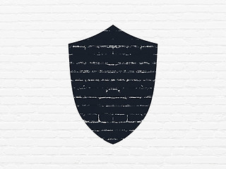 Image showing Protection concept: Shield on wall background