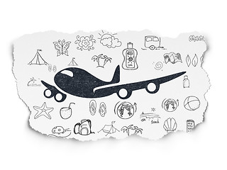 Image showing Travel concept: Airplane on Torn Paper background