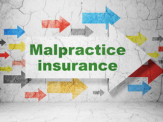 Image showing Insurance concept: arrow with Malpractice Insurance on grunge wall background