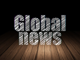 Image showing News concept: Global News in grunge dark room