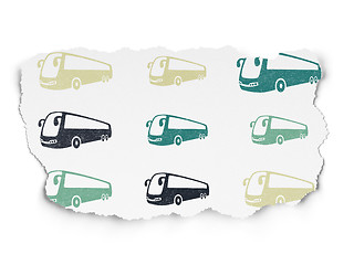 Image showing Travel concept: Bus icons on Torn Paper background
