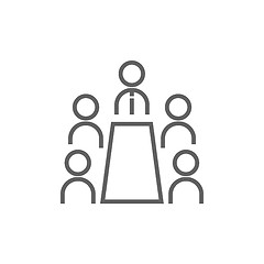 Image showing Business meeting in the office line icon.