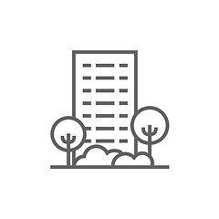 Image showing Residential building with trees line icon.