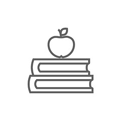 Image showing Books and apple on top line icon.