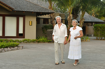 Image showing Senior couple near hotel resort