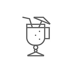 Image showing Glass with drinking straw and umbrella line icon.