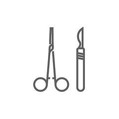 Image showing Surgical instruments line icon.