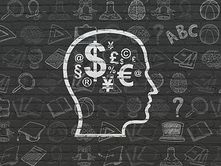 Image showing Studying concept: Head With Finance Symbol on wall background