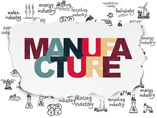 Image showing Manufacuring concept: Manufacture on Torn Paper background