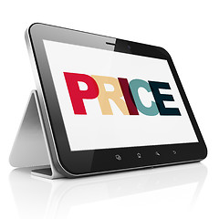 Image showing Marketing concept: Tablet Computer with Price on  display