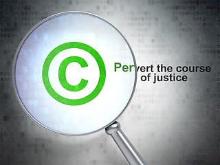 Image showing Law concept: Copyright and Pervert the course Of Justice with optical glass